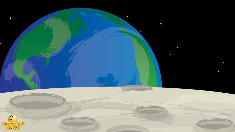 verhuur decor aarde op de maan cartoon huren